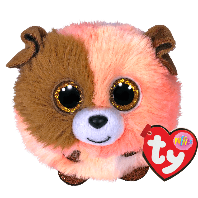 Hot Deal! Ty Puffies Collectible Mandarin Orange and Brown Dog Toy - 4 Inches