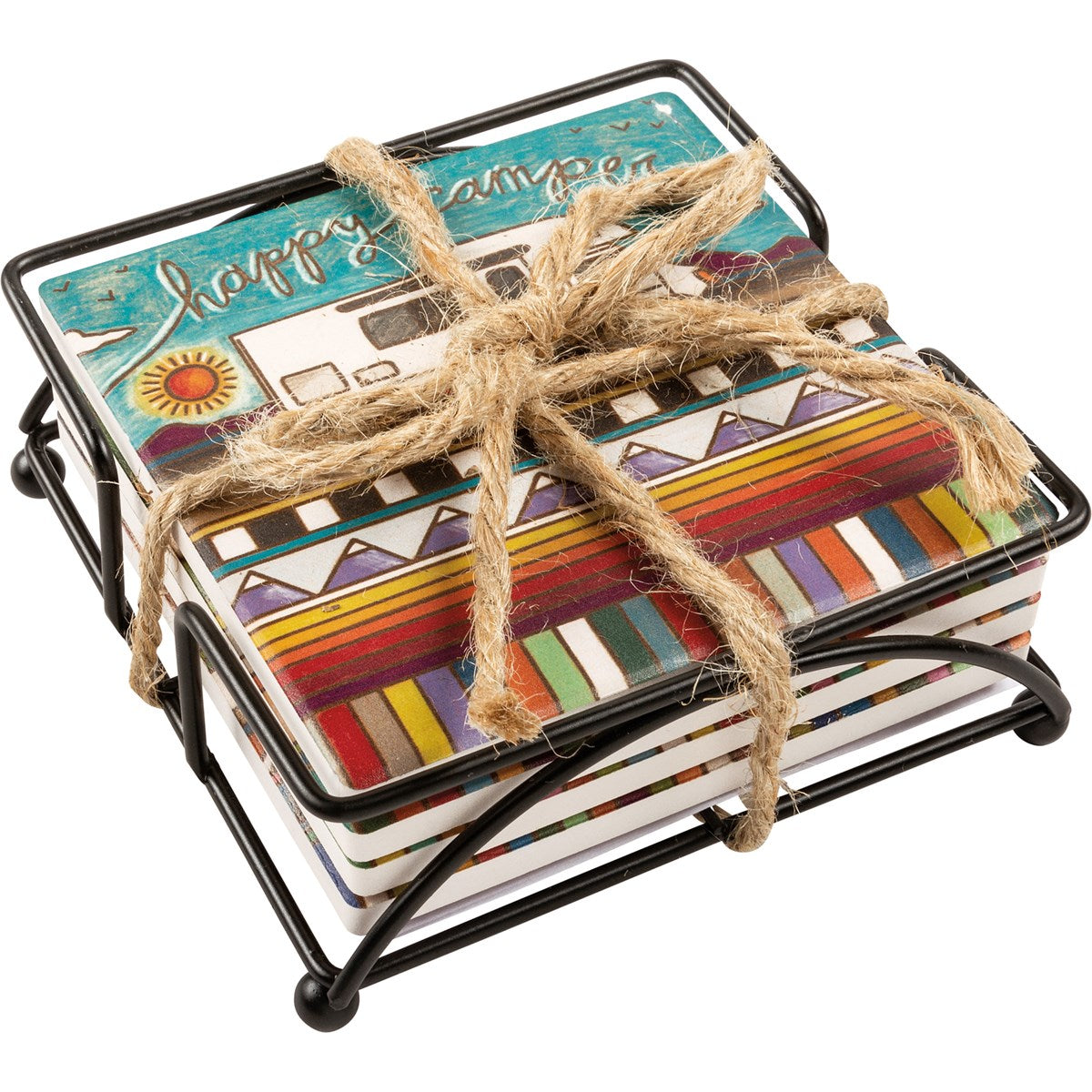 Hot Deal! Primitives By Kathy Camping - Themed Stoneware Coaster Set of Four