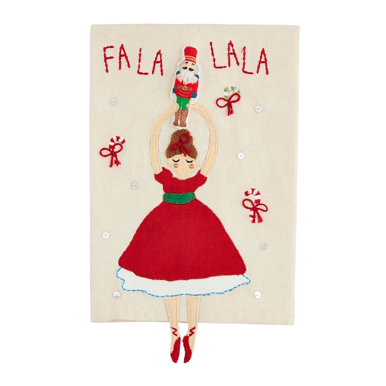Mud Pie Embroidered Nutcracker Dangle - Leg Canvas Hand Towels
