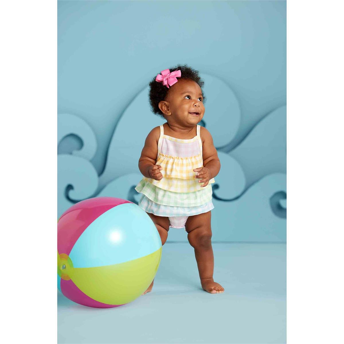 Mud Pie One-Piece Gingham Ruffle Swimsuit with UPF 50+ Protection