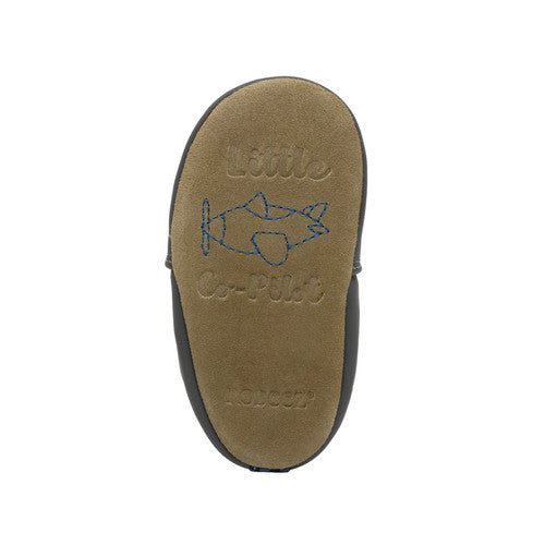 Robeez Grey Leather Little Co - Pilot Flexible Soft - Sole Shoes