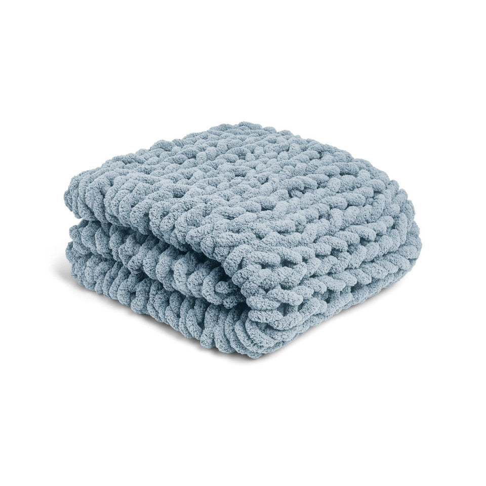 Demdaco Comfort Collection Chunky Knit Denim Throw Blanket - Ideal for Relaxing