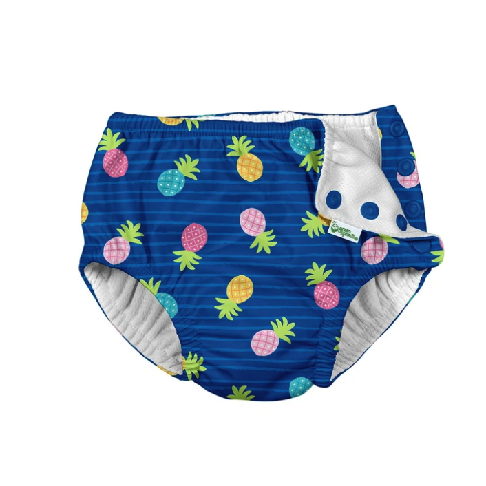 I Play Blue Pineapple Stripe Swim Diaper - Ideal for Baby Swim Lessons