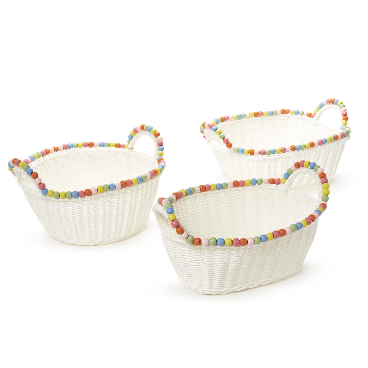 Two's Company Handmade Faux Wicker Beaded Basket - Assorted Styles