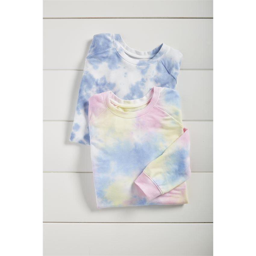 Hot Deal! Mud Pie Bryant Multi - Color Tie - Dye French Terry Sweatshirt for Casual Wear