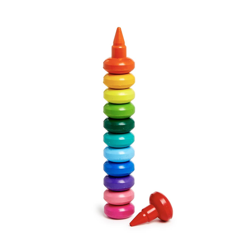 Rainbow Stack Finger Crayon Set: 12 Vibrant Colors for Little Creators