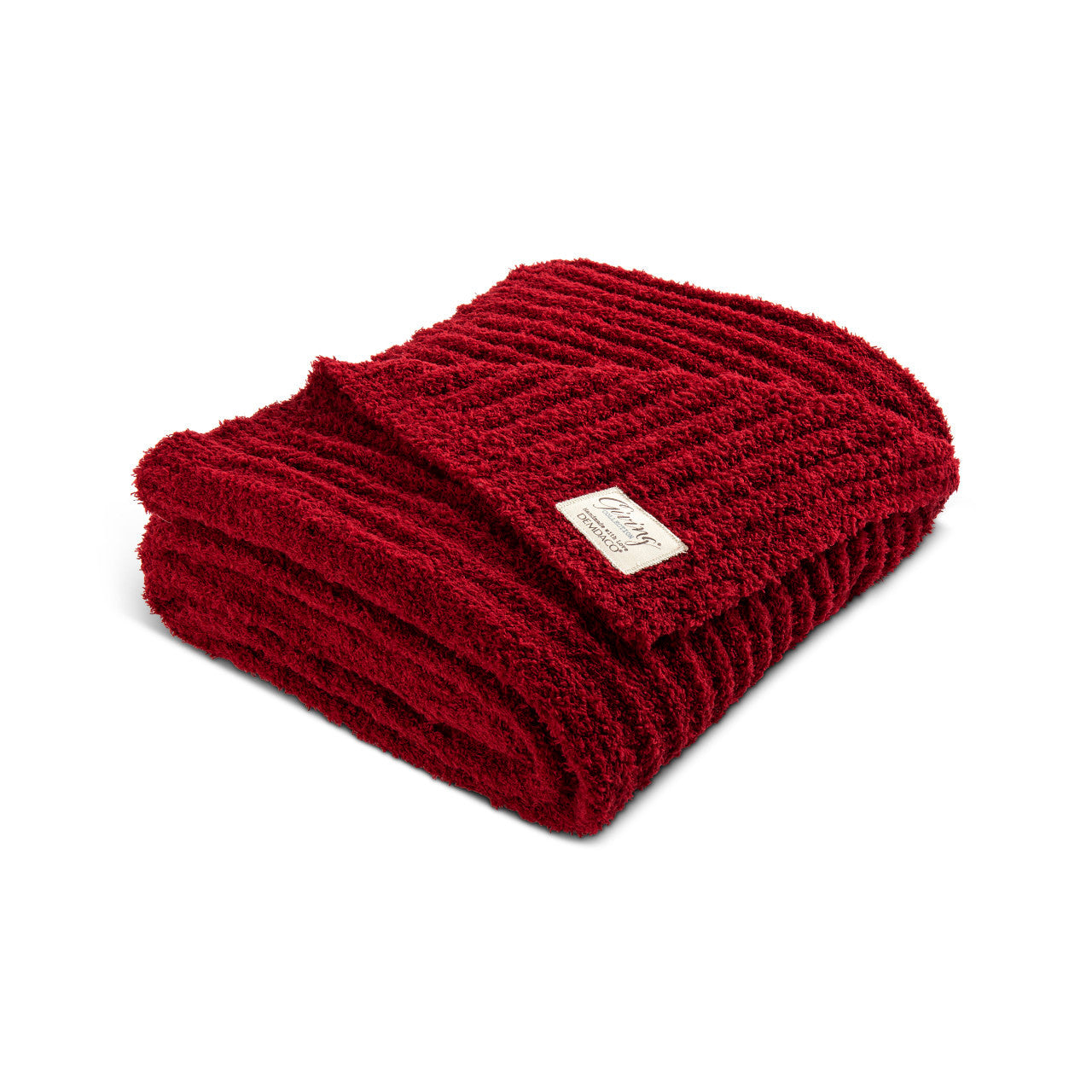 Hot! Demdaco Red Ribbed Blanket from Giving Collection