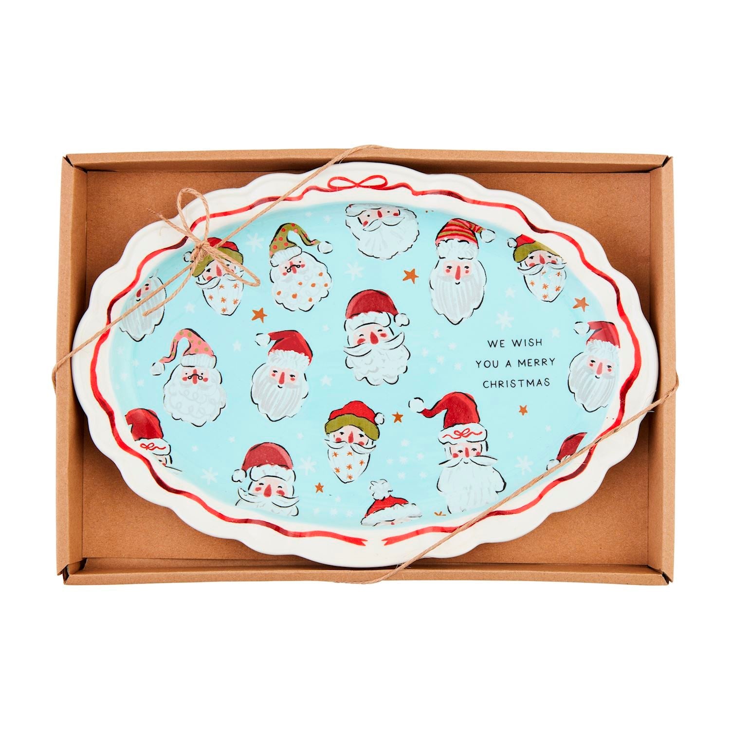 Mud Pie Christmas Santa Plate with Merry Wishes