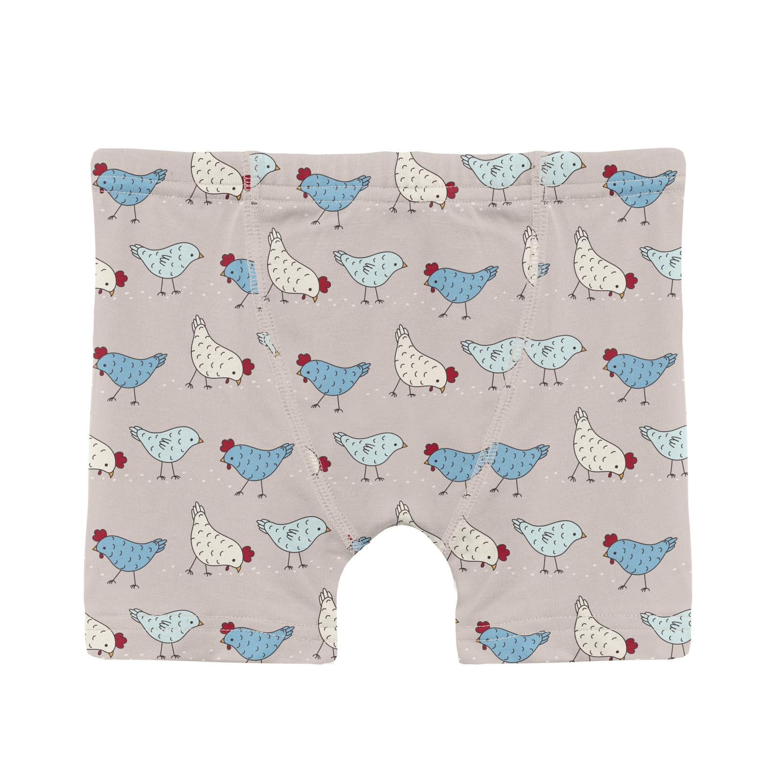 Soft and Breathable Boy's Boxer Briefs with Latte Chicken Print