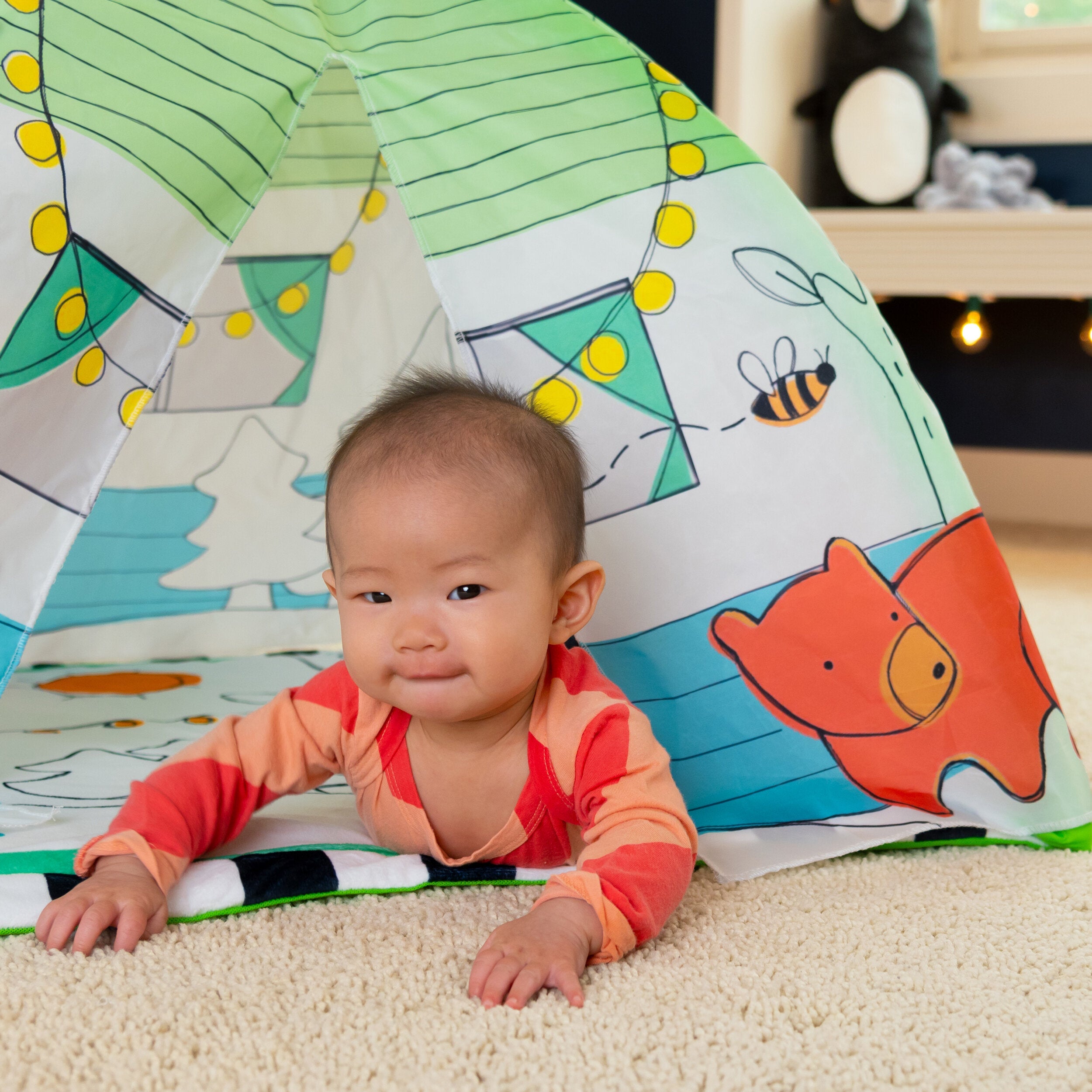 Adorable Sassy Baby's Camping-Themed Play Gym for 0+ Months