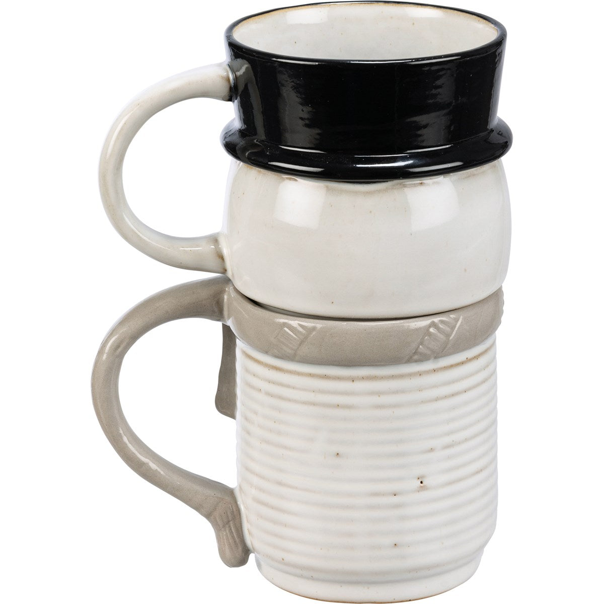 Kathy's Primitives Stacked Snowman Ceramic Mug Set for Christmas
