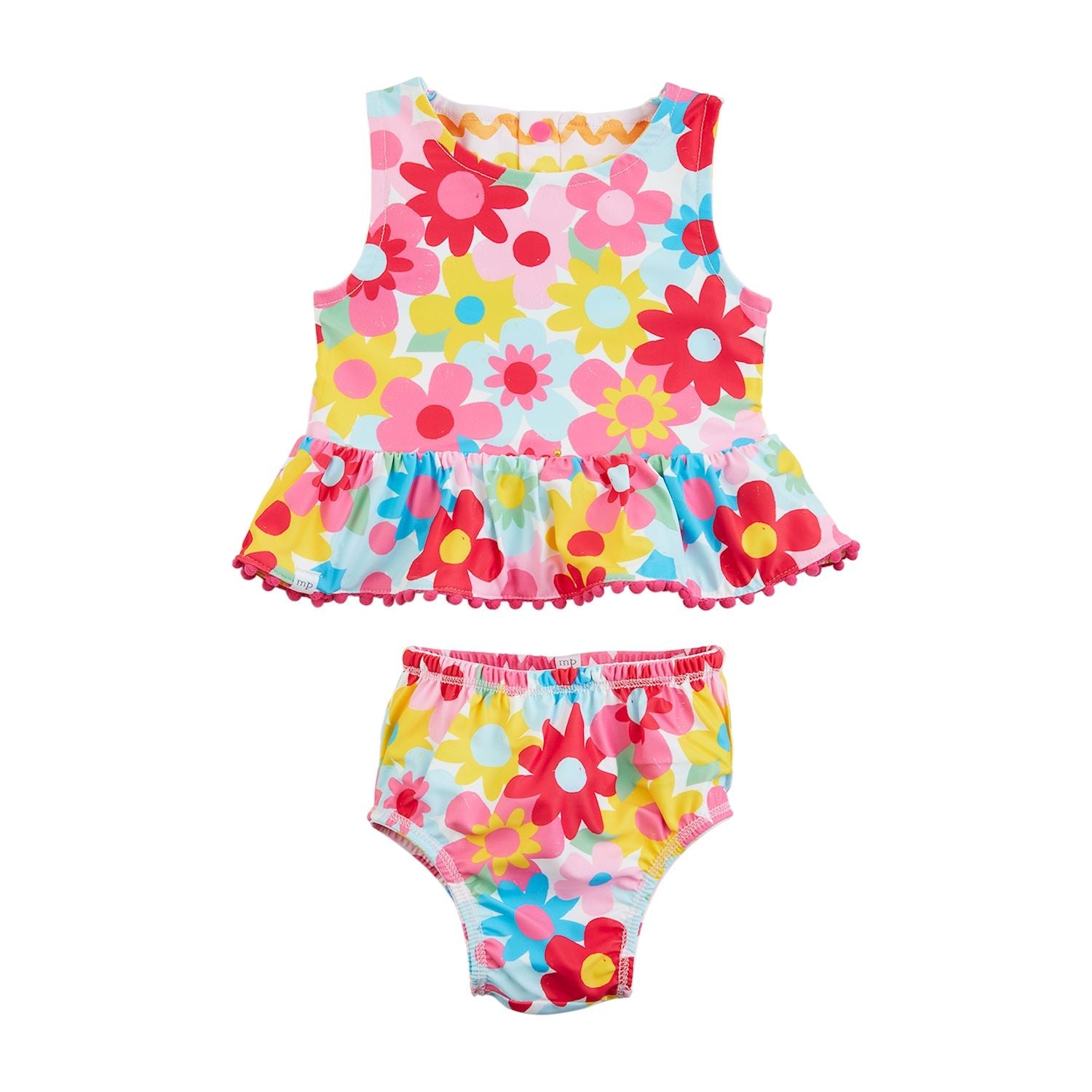 Hot! Mud Pie Reversible Zig-Zag/Floral Tankini & Headband 3-Piece Set