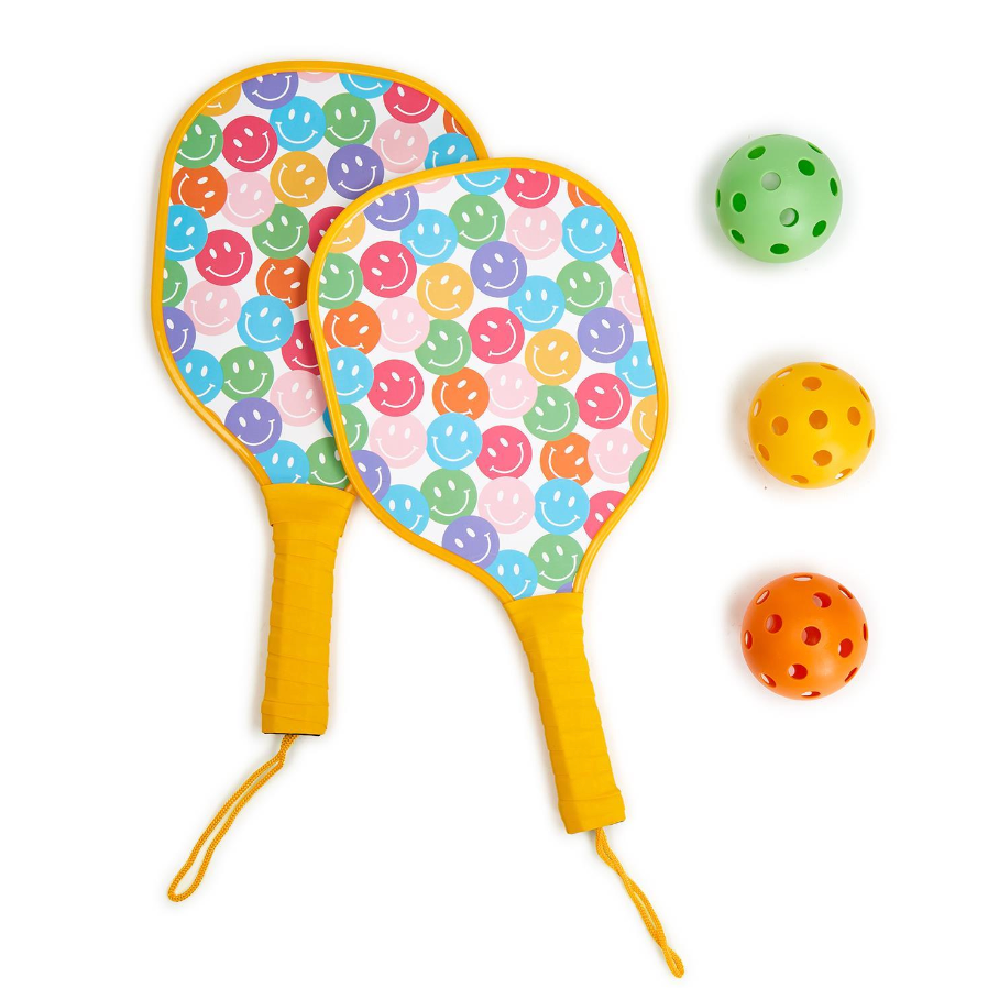 Joyful Junior Pickleball Set with Happy Cupcakes & Cartwheels Design