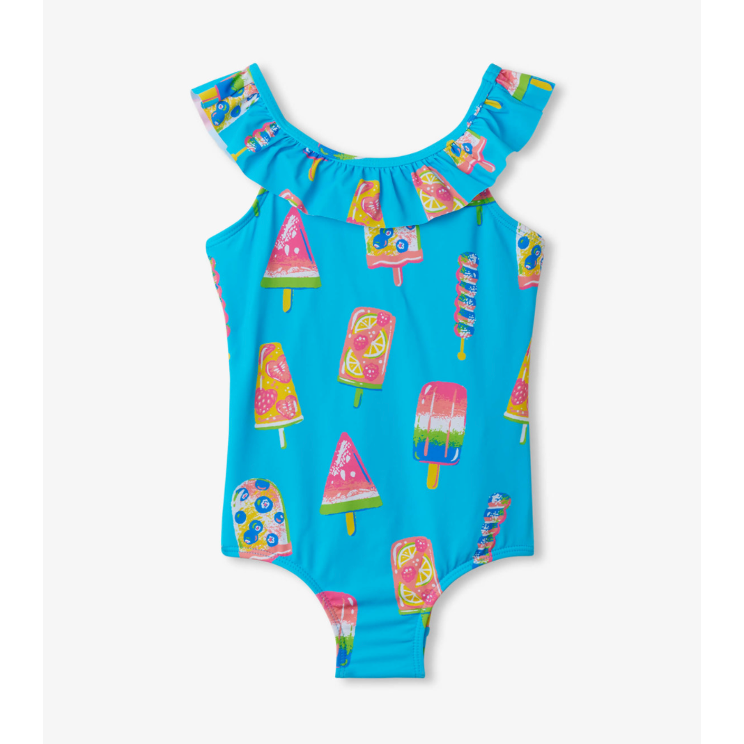 Hot Deal! Hatley Blue Atoll Fruity Pops One-Piece Ruffle Sleeve Swimsuit for Kids