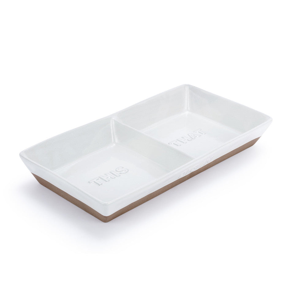 Demdaco White Divided Dish - Perfect for Treats