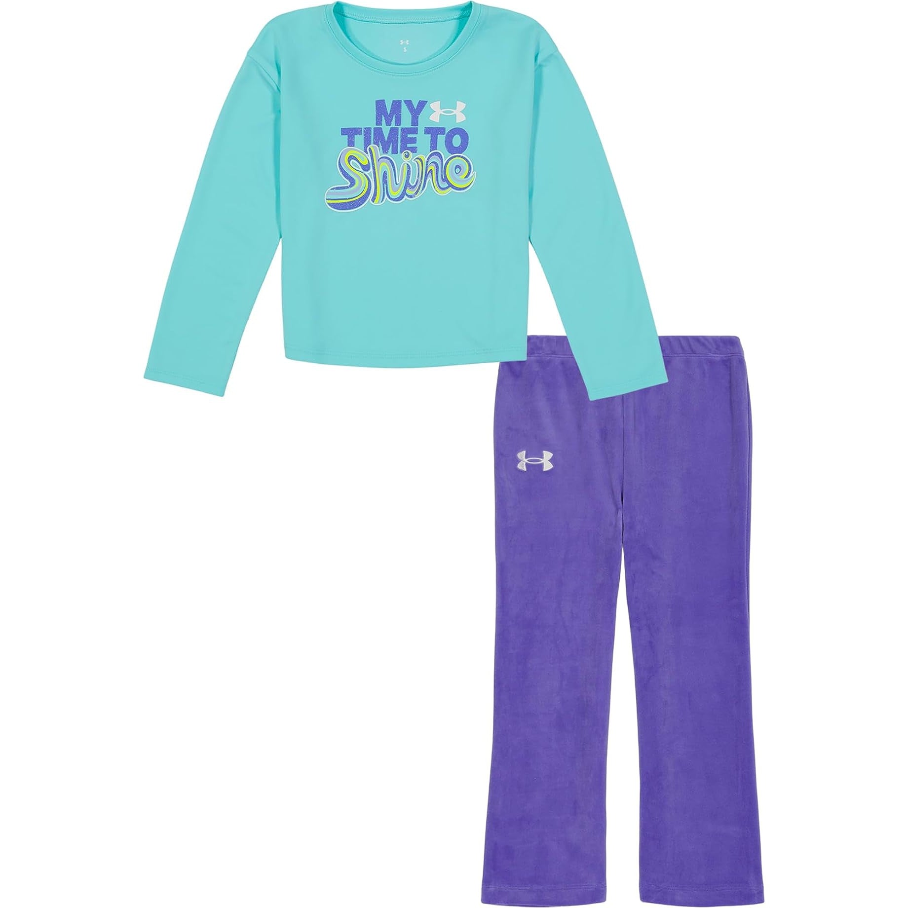Hot Deal! Under Armour Girls' Shining Neo Turquoise Clothing Set