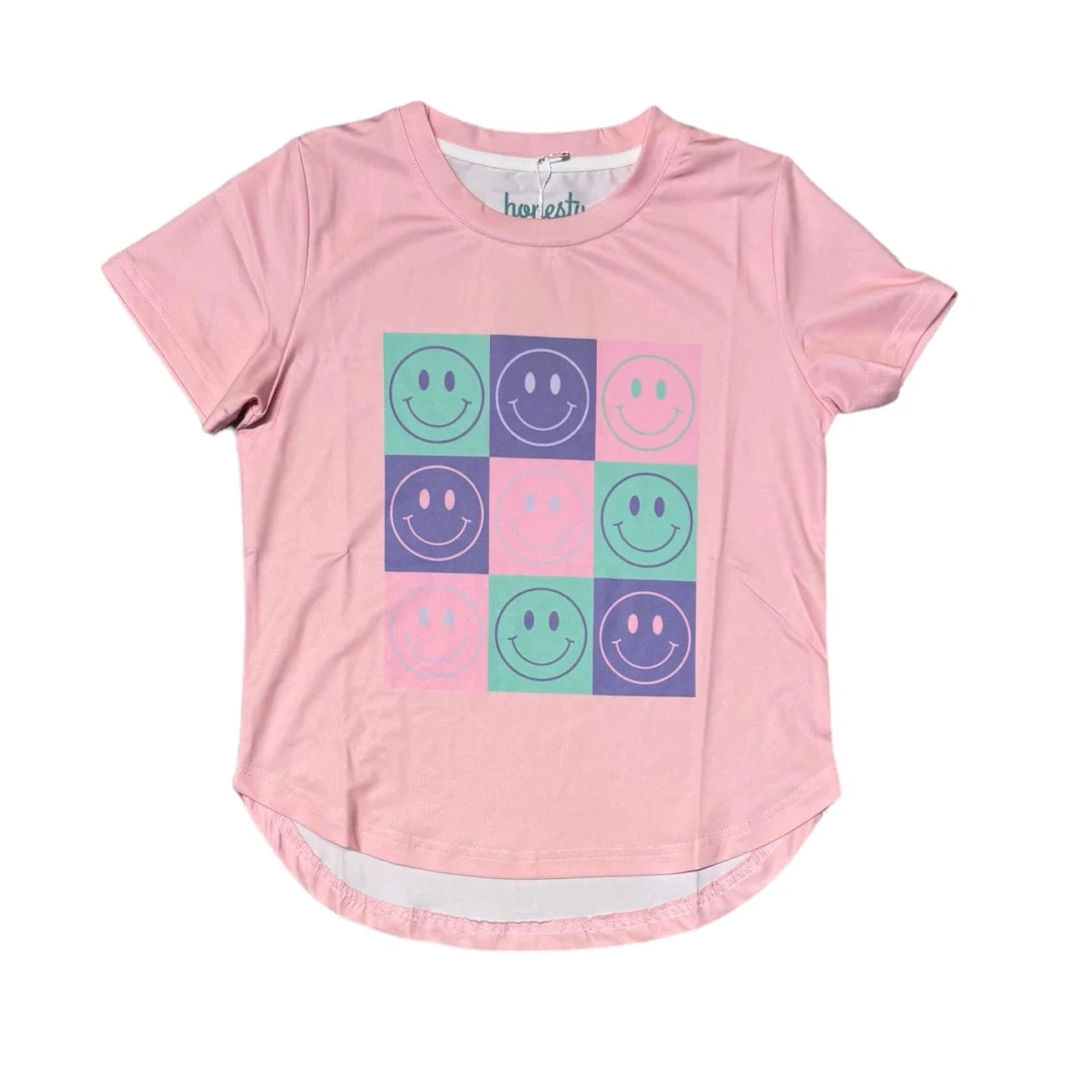 Lilac Pink Honesty Clothing Tee with Adorable Smiley Faces