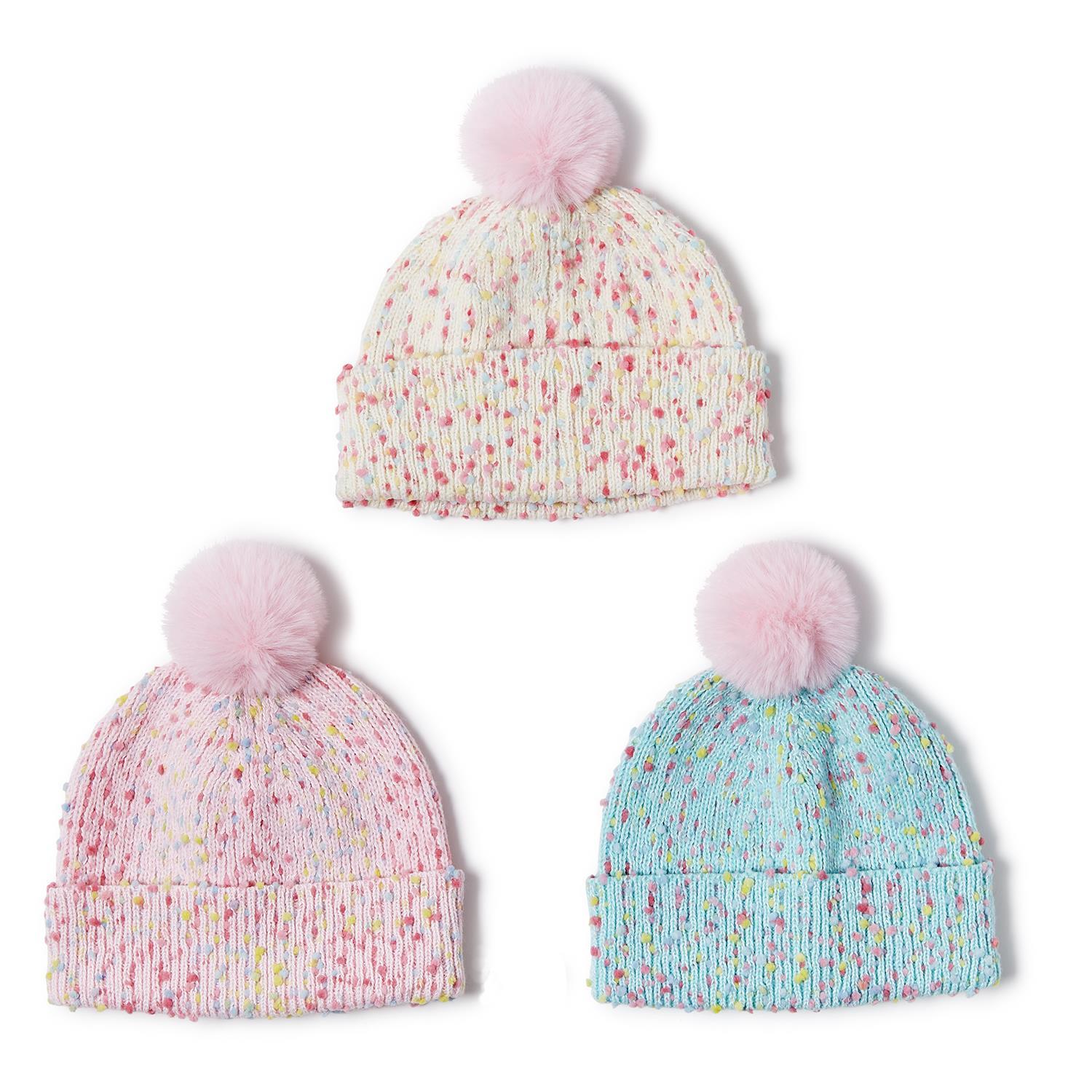 Colorful Cupcakes & Cartwheels Sprinkles Faux Fur Pom Pom Hat