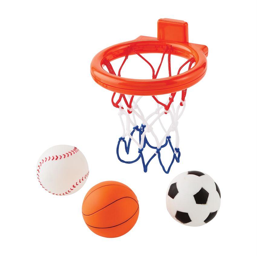 Mud Pie Sports Themed Rubber Bath Toy Set with Net and Ball Squirties