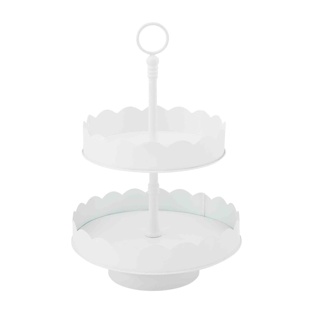 Mud Pie Elegant Scalloped Two - Tier Metal Server