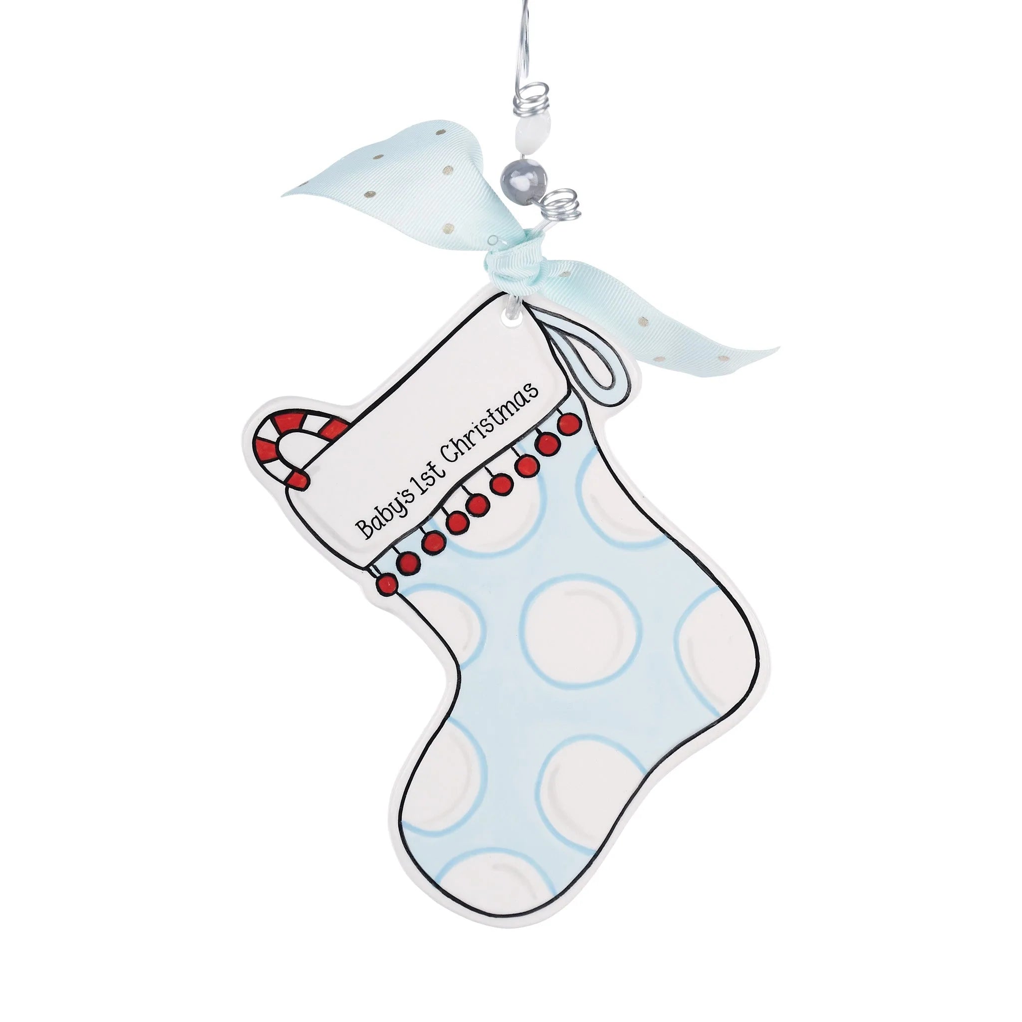 Special Offer! Glory Haus Blue Stocking Flat Ornament for Baby's First Christmas (Unboxed)