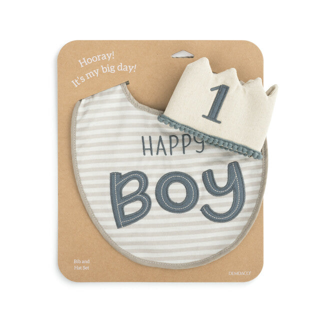 Demdaco Boy's Special 1st Birthday Hat and Bib Set