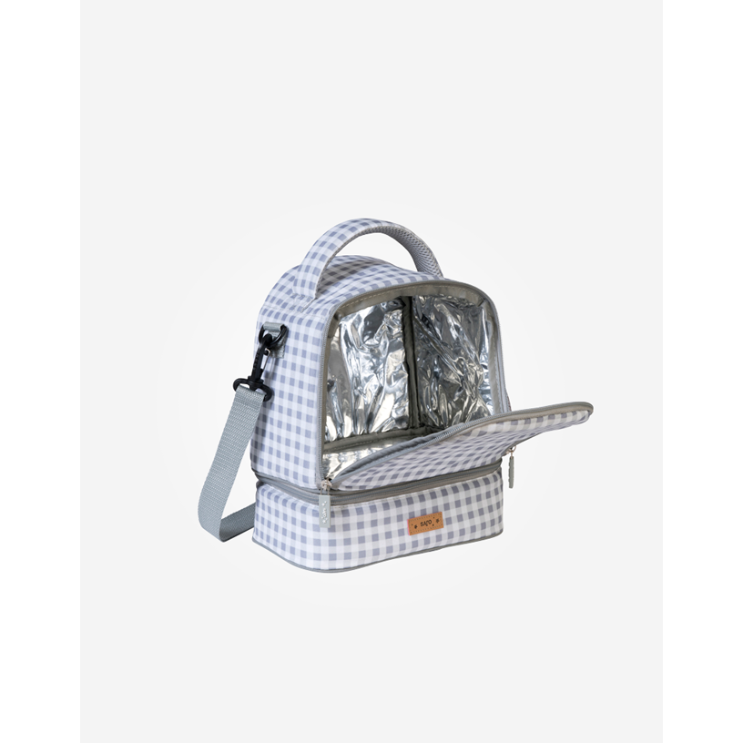 Saro Gray Check Thermal Lunch Bag for Babies