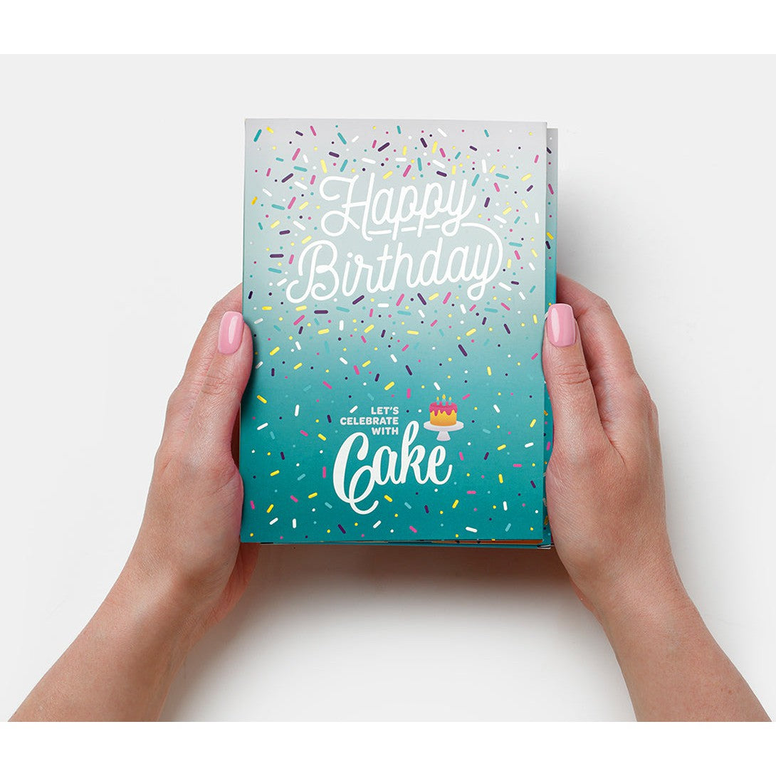 Special Offer! Teal InstaCake Birthday Card - Confetti Vanilla Flavored