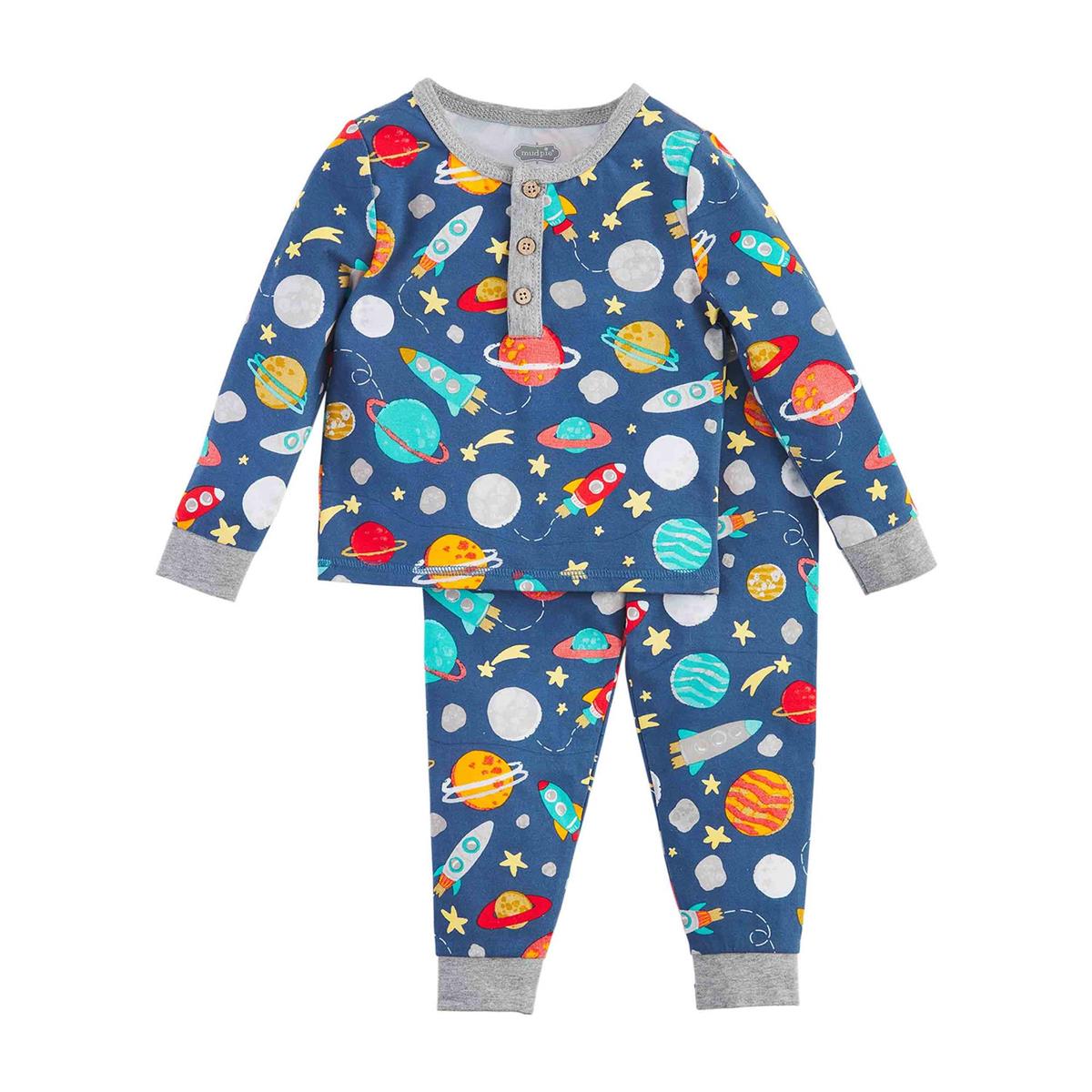 Mud Pie Glow-in-the-Dark Cotton Spandex Space Pajama Set