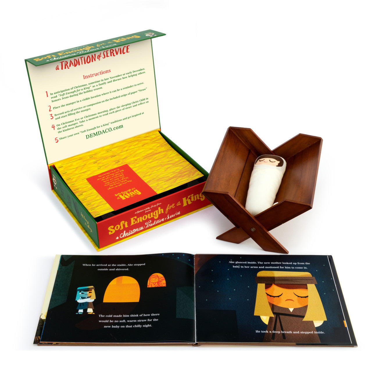 Exclusive Demdaco Christmas Set - Happy Birthday Jesus with Interactive Manger Experience