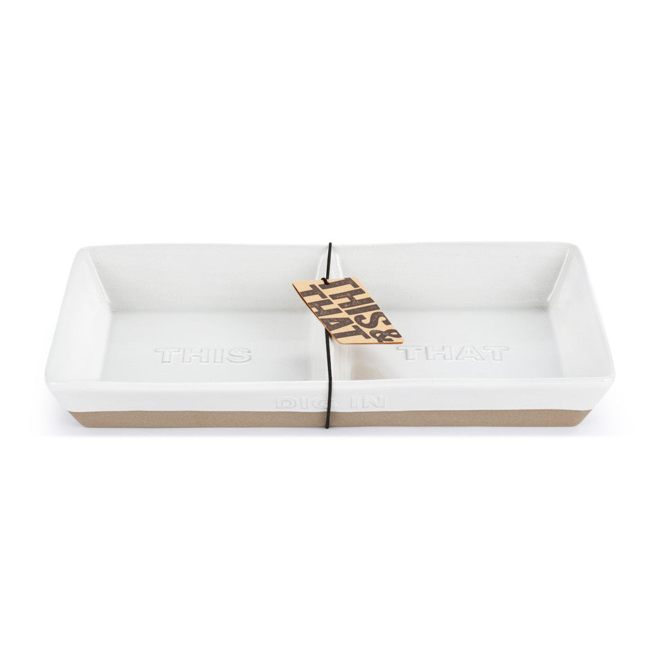 Demdaco White Divided Dish - Perfect for Treats