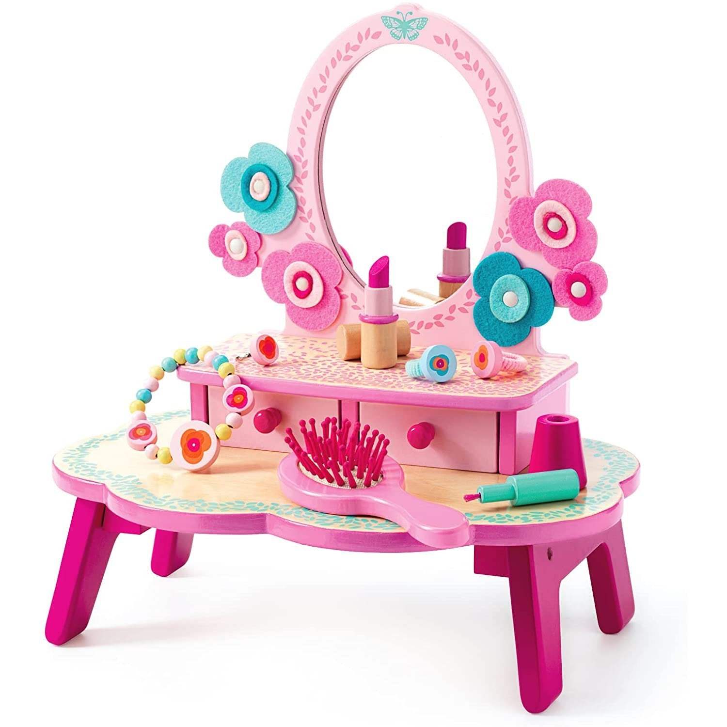DJECO Wooden Role - Play Flora Dressing Table for 4+ Girls