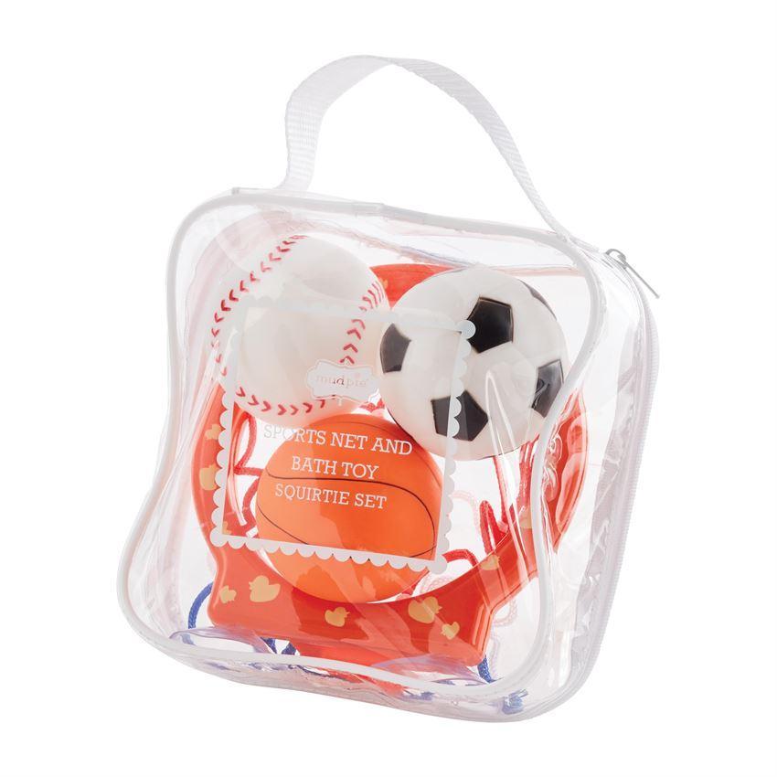 Mud Pie Sports Themed Rubber Bath Toy Set with Net and Ball Squirties