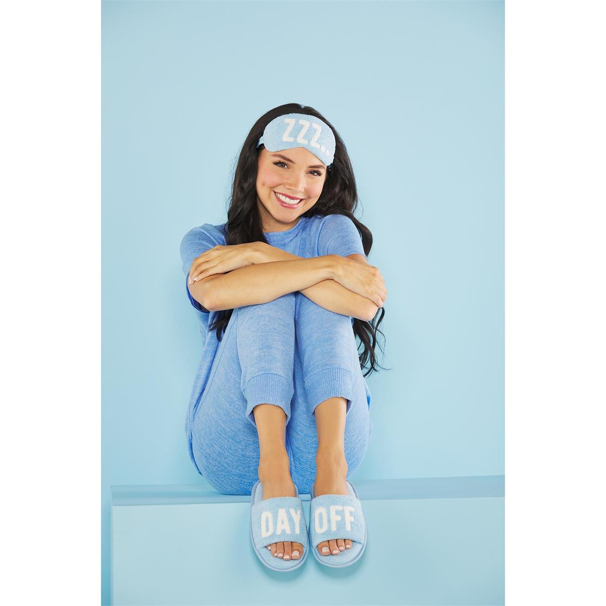 Blue Luxury Mud Pie Slipper and Sleep Mask Set for a Relaxing Staycation