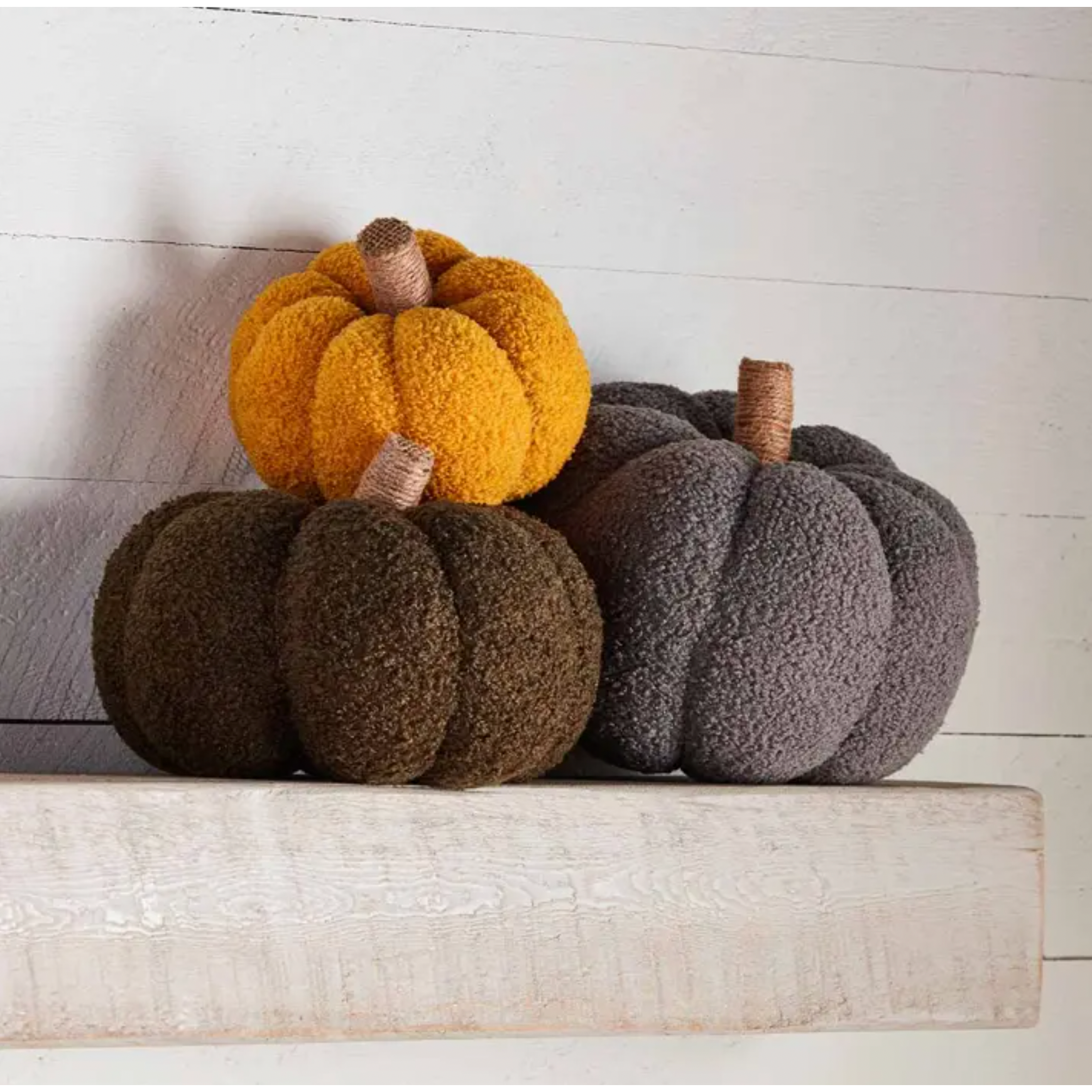 Hot Sale! Mud Pie Acrylic Shearling Fabric Pumpkin Sitter for Fireplaces or Entryways