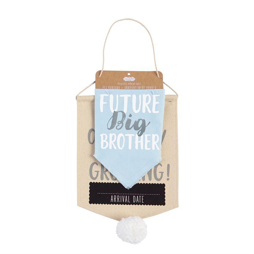 Blue Mud Pie Canvas Pet Photo Prop Set for 'Our Family is Growing' Announcement