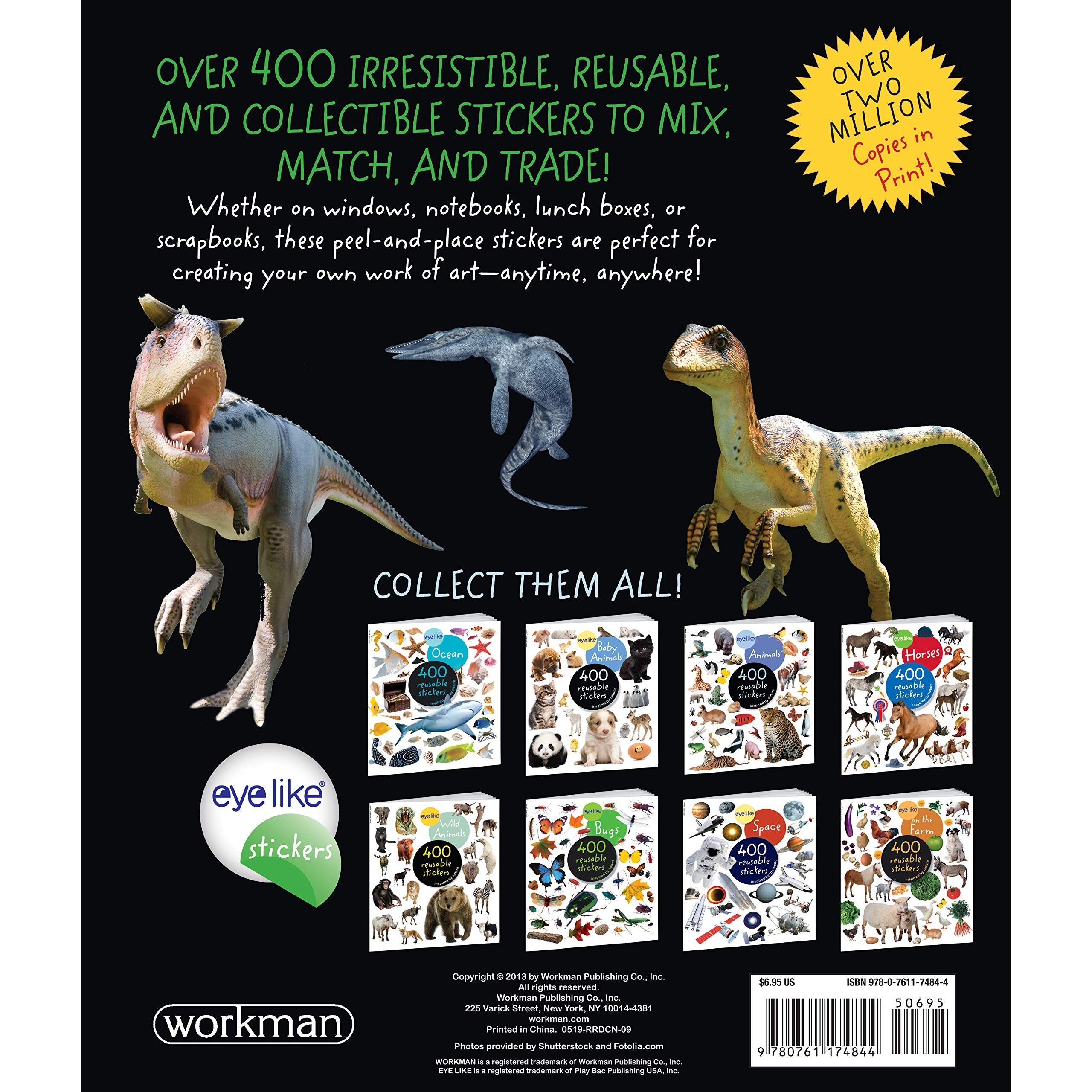 Reusable EyeLike Dinosaur Stickers in Paperback Book