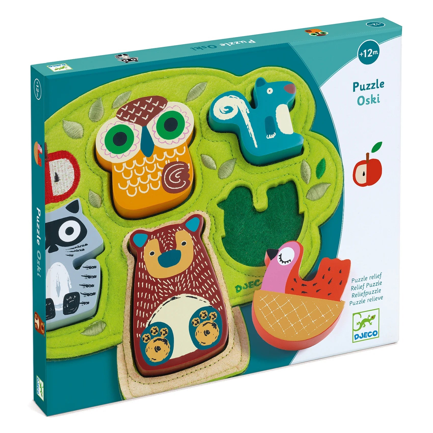 DJECO Oski 5-Piece Wood & Felt Puzzle - Ideal for Kids