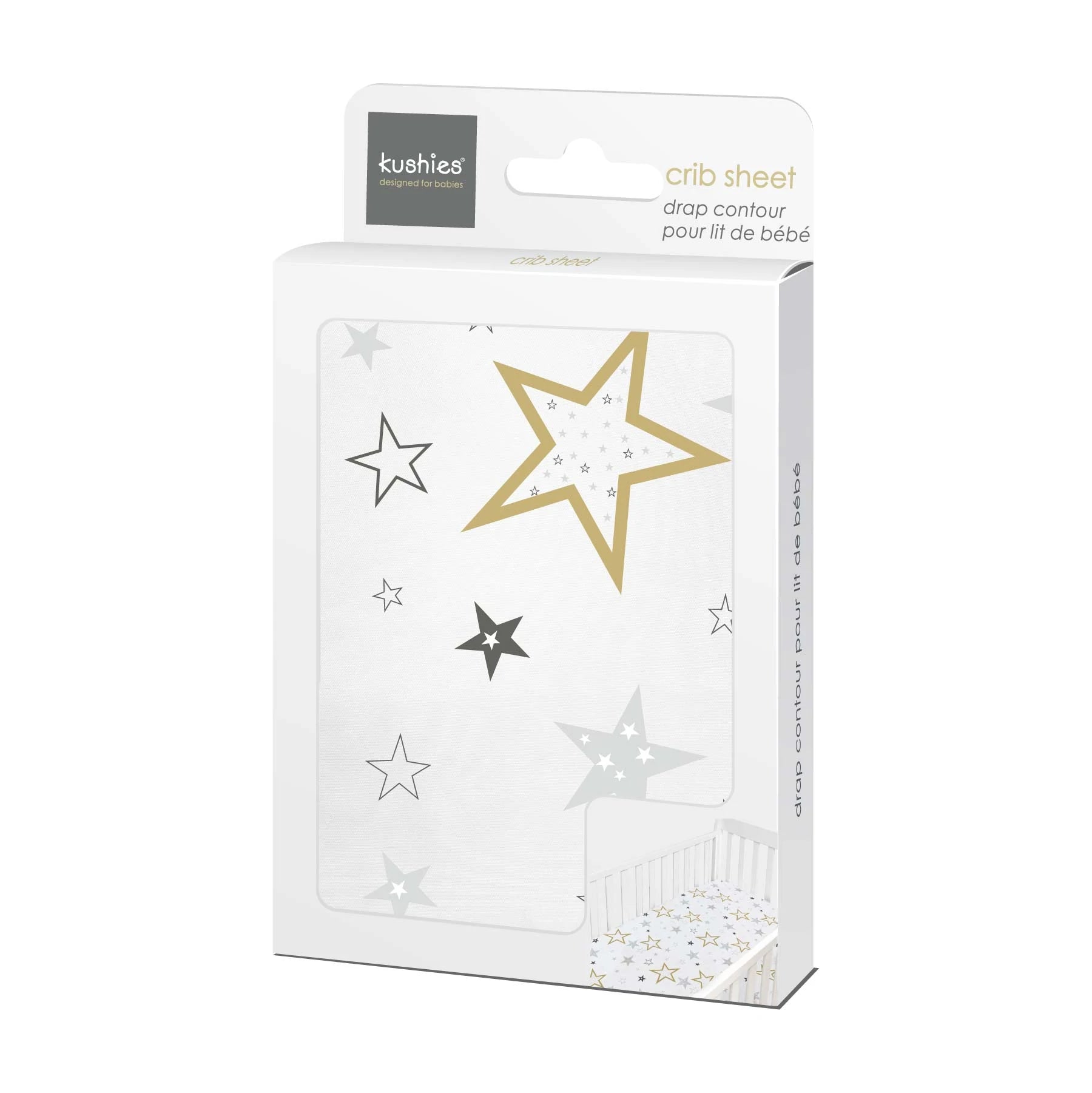 Kushies Super Soft Golden Stars Percale Fitted Crib Sheet for Sound Sleep