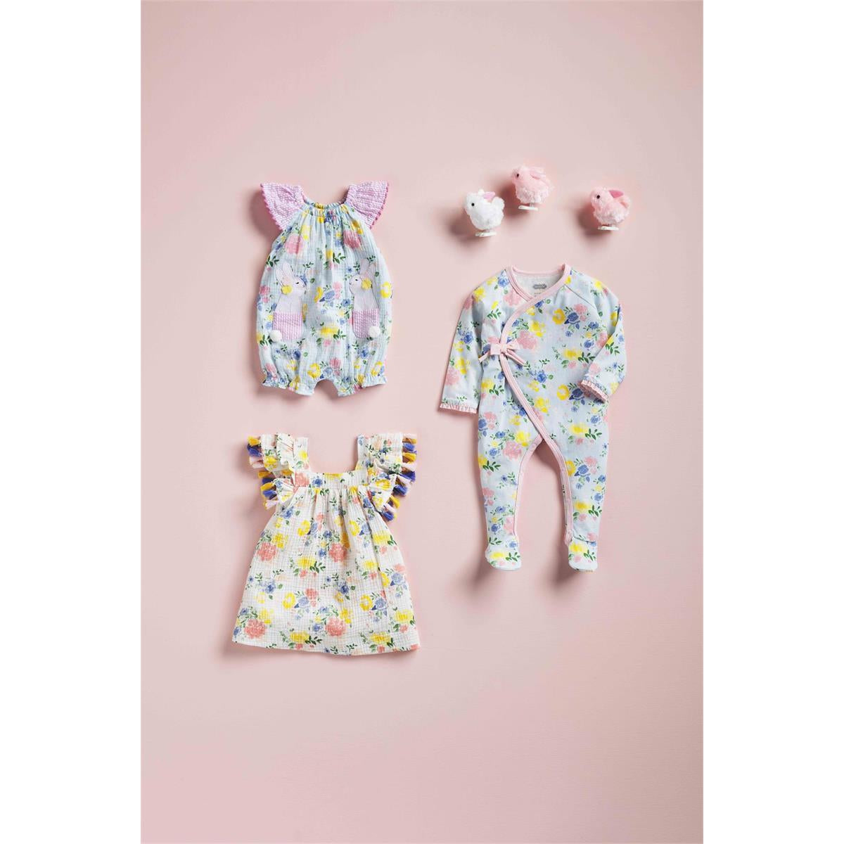 Hot Deal! Mud Pie Floral Bunny Cotton Gauze Bubble