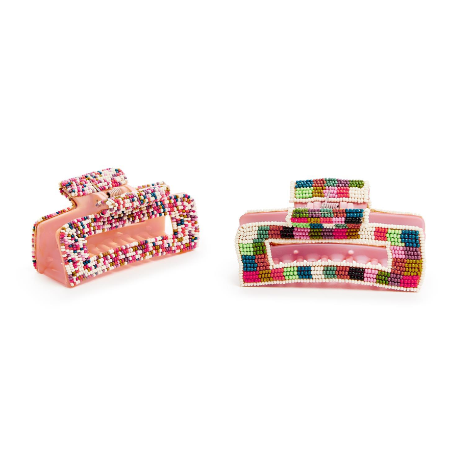 Hot! Beaded Claw Clips - Pixelated & Checker Designs