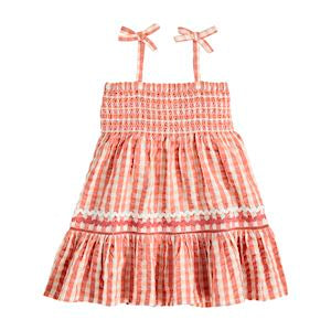 Hot Deal! Orange Mud Pie Smocked Checked Girls' Dress with Stylish Details