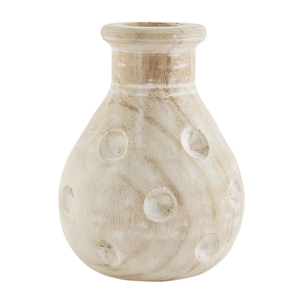 Mud Pie Large Hand - painted Dotted Paulownia Wood Vase for Home Decor