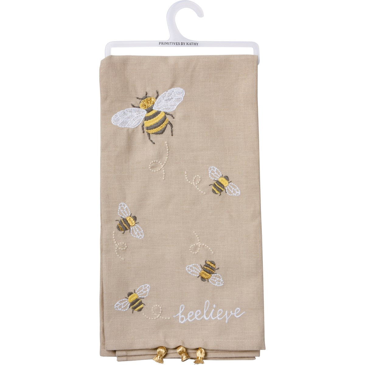 Hot! Primitives By Kathy 'Beelieve' Embroidered Kitchen Towel