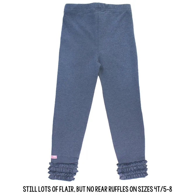 Hot Deal! RuffleButts Girls' Faux Denim Solid Ruffle Stretch Leggings for All-Day Play
