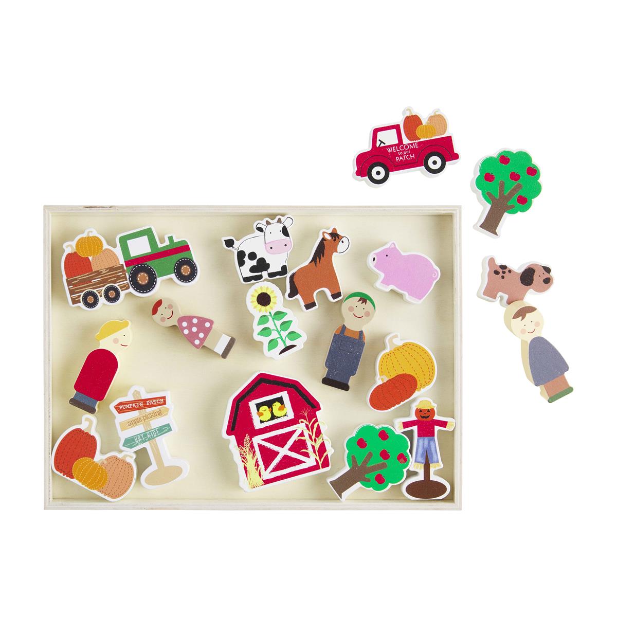 Mud Pie 18 - Piece Chunky Wood Pumpkin Patch Toy Set for Ages 3+