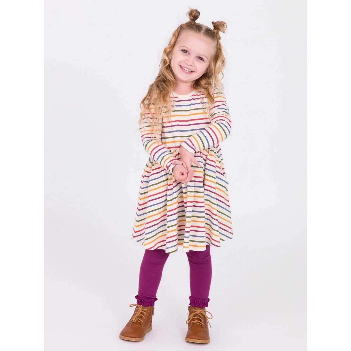 RuffleButts Eggplant-colored Stretchable Footless Ruffle Tights for Little Girls