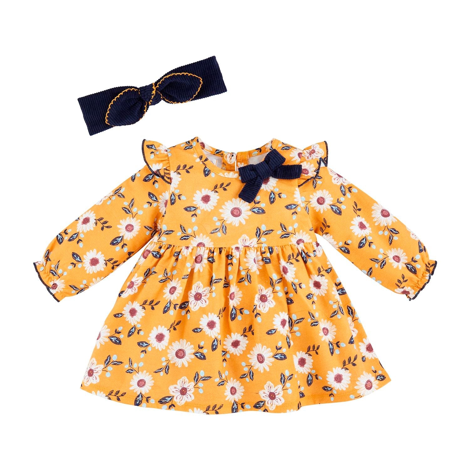 Hot! Mud Pie Flannel Flower Dress & Headband 2-Piece Set