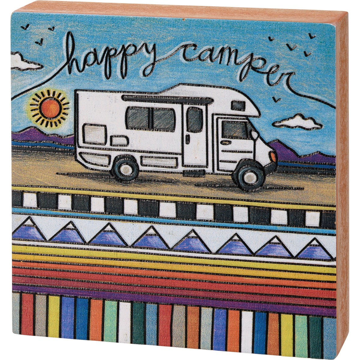Hot Deal! Primitives By Kathy's Wooden Wall Art - Happy Camper Block Sign
