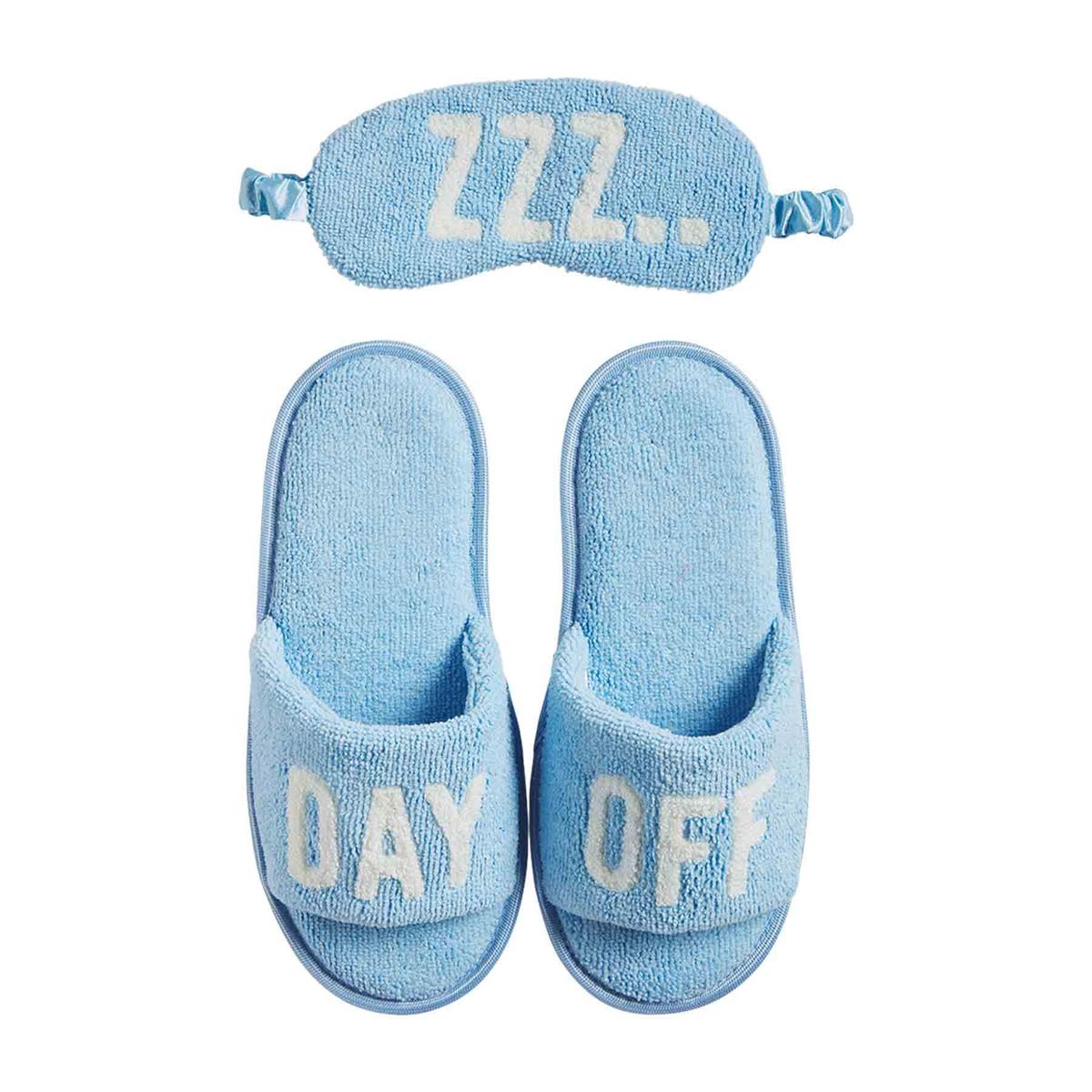 Blue Luxury Mud Pie Slipper and Sleep Mask Set for a Relaxing Staycation
